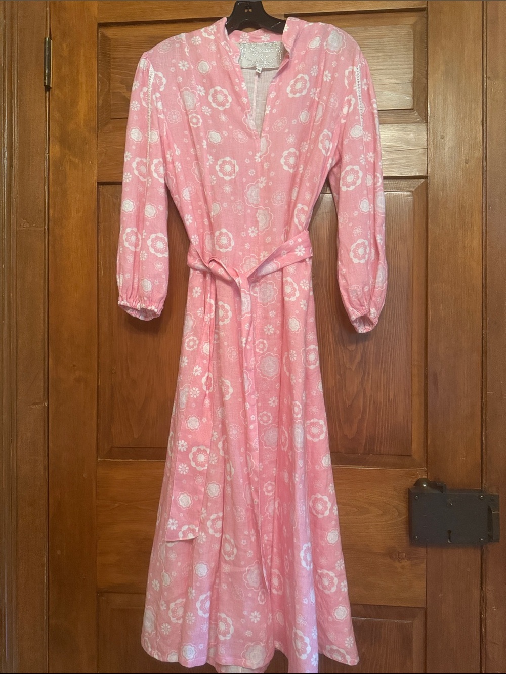 Temptation Positano Pink Floral Long Sleeve Belted Maxi Dress